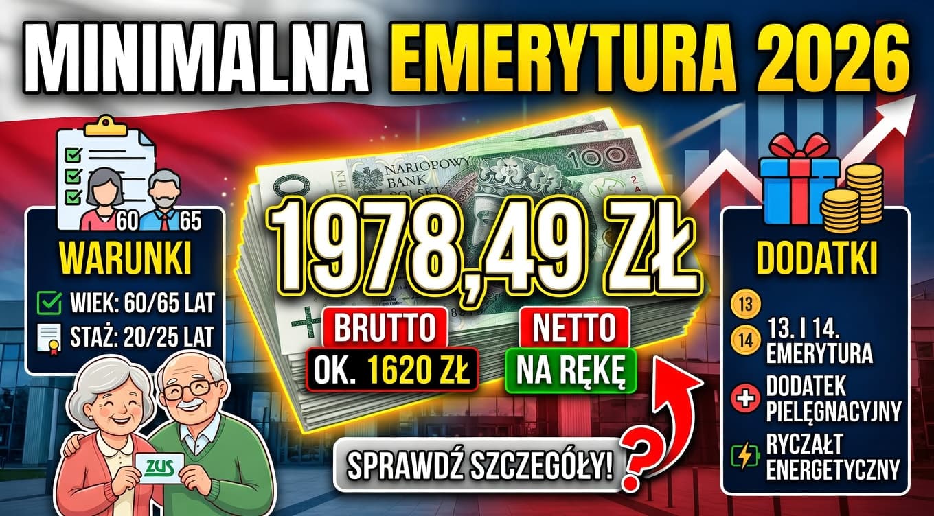 Ile wynosi najni\u017Csza emerytura 2026?